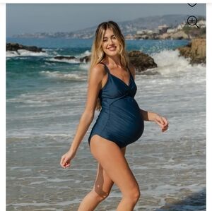 Pinkblush Navy Blue Maternity Tankini Top